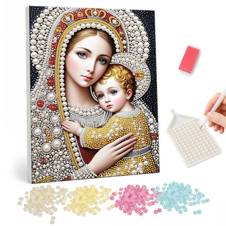 Madonna and Child pearl painting – image 1