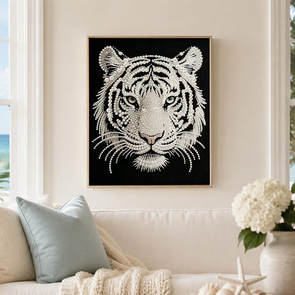 Snow Tiger with Piercing Gaze pearl painting – image 3