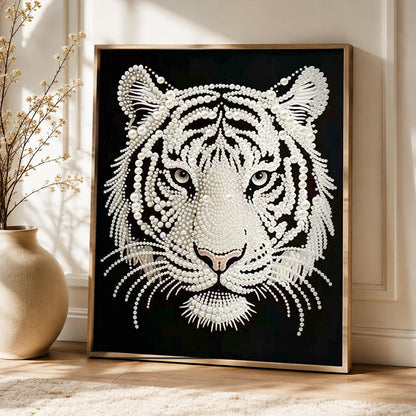 Snow Tiger with Piercing Gaze pearl painting – image 5