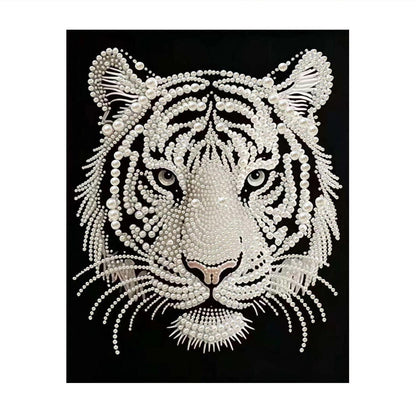 Snow Tiger with Piercing Gaze pearl painting – image 11