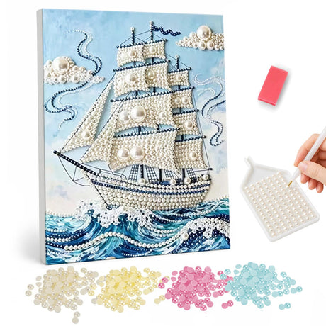 Sailing Ship pearl painting – image 1