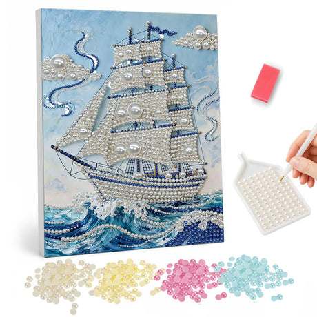 Sailing Ship pearl painting – image 1