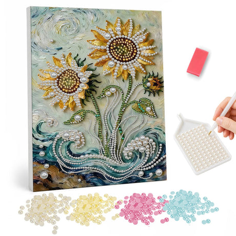 Sunflowers by the Sea pearl painting – image 1