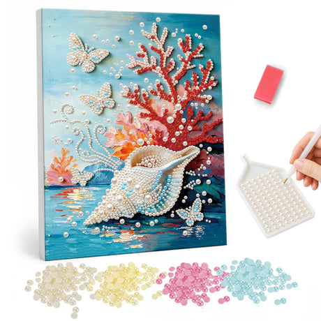 Seashell and Coral Fantasy pearl painting – image 1