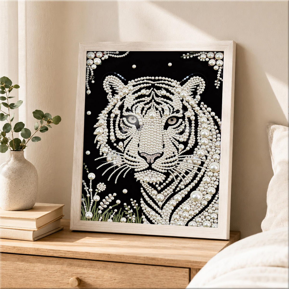 White Tiger in Meadow Grass pearl painting – image 2