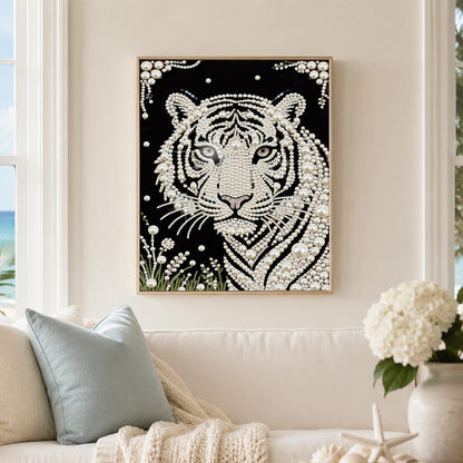 White Tiger in Meadow Grass pearl painting – image 3