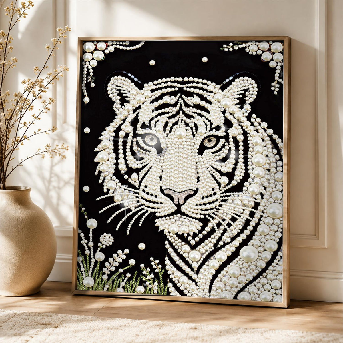White Tiger in Meadow Grass pearl painting – image 5