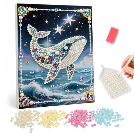 Whale under Stars pearl painting – image 1