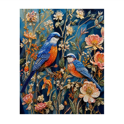 Bluebird Pair in Night Garden pearl painting – image 11
