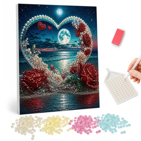 Heart Shaped Ocean Scene pearl painting – image 1