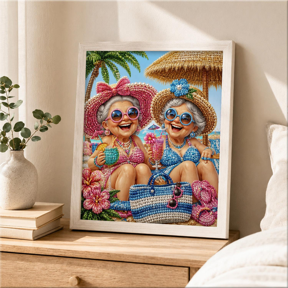 Giggling Grannies in Sunhats pearl painting – image 2