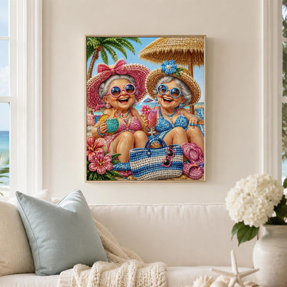 Giggling Grannies in Sunhats pearl painting – image 3