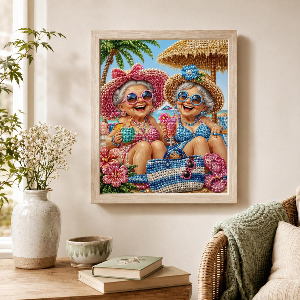 Giggling Grannies in Sunhats pearl painting – image 4