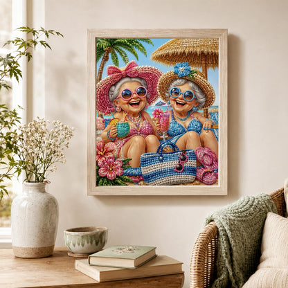 Giggling Grannies in Sunhats pearl painting – image 4