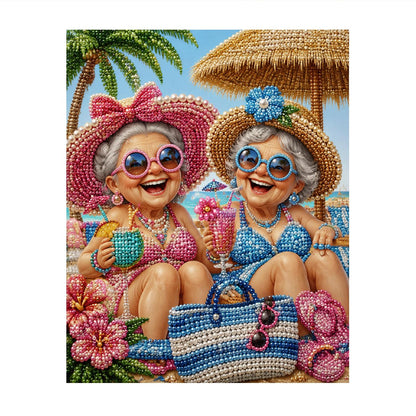 Giggling Grannies in Sunhats pearl painting – image 11