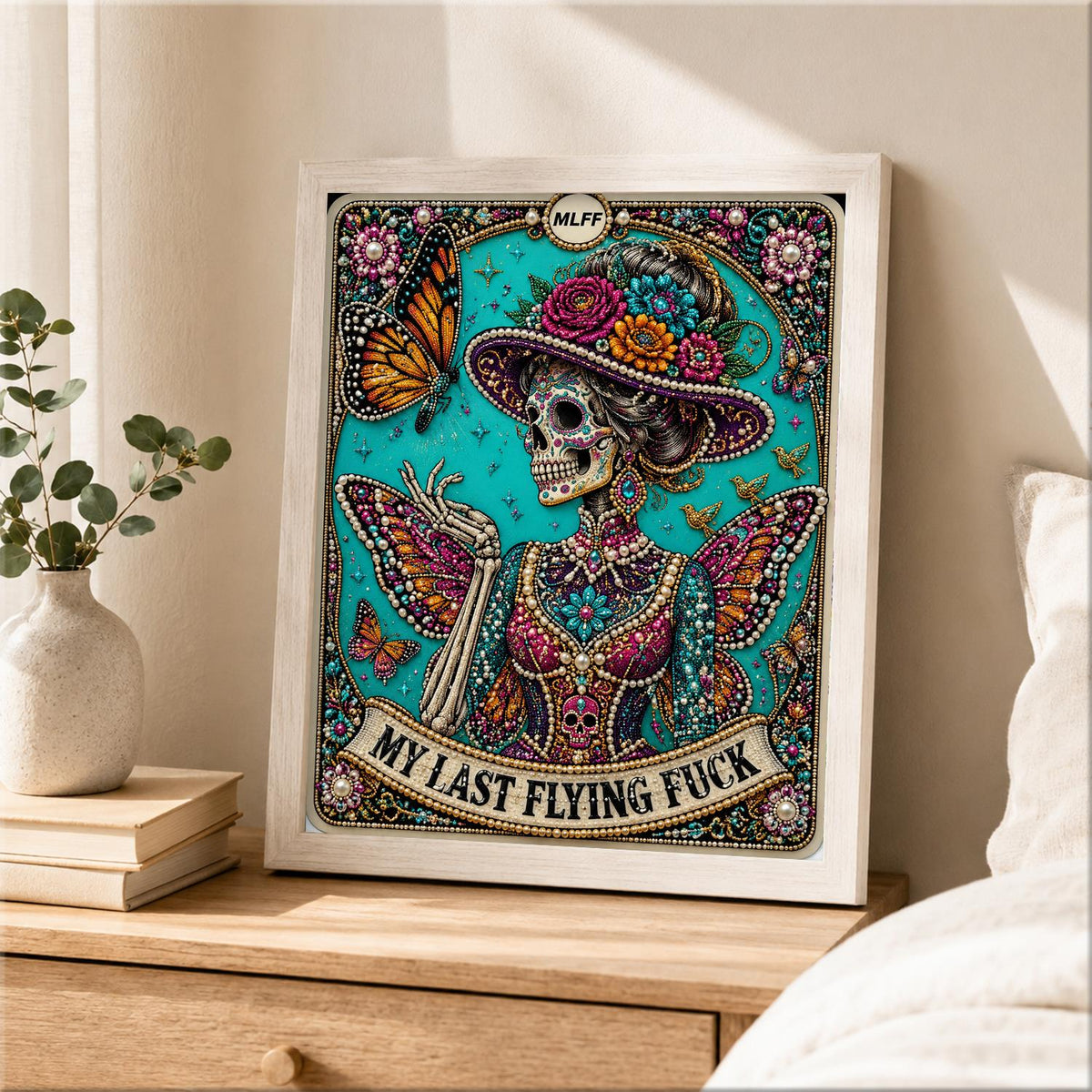 Butterfly-Winged Skeleton Lady pearl painting – image 2