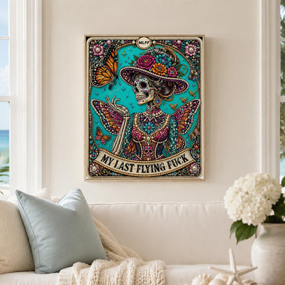 Butterfly-Winged Skeleton Lady pearl painting – image 3