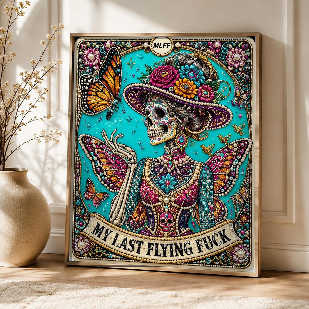 Butterfly-Winged Skeleton Lady pearl painting – image 5