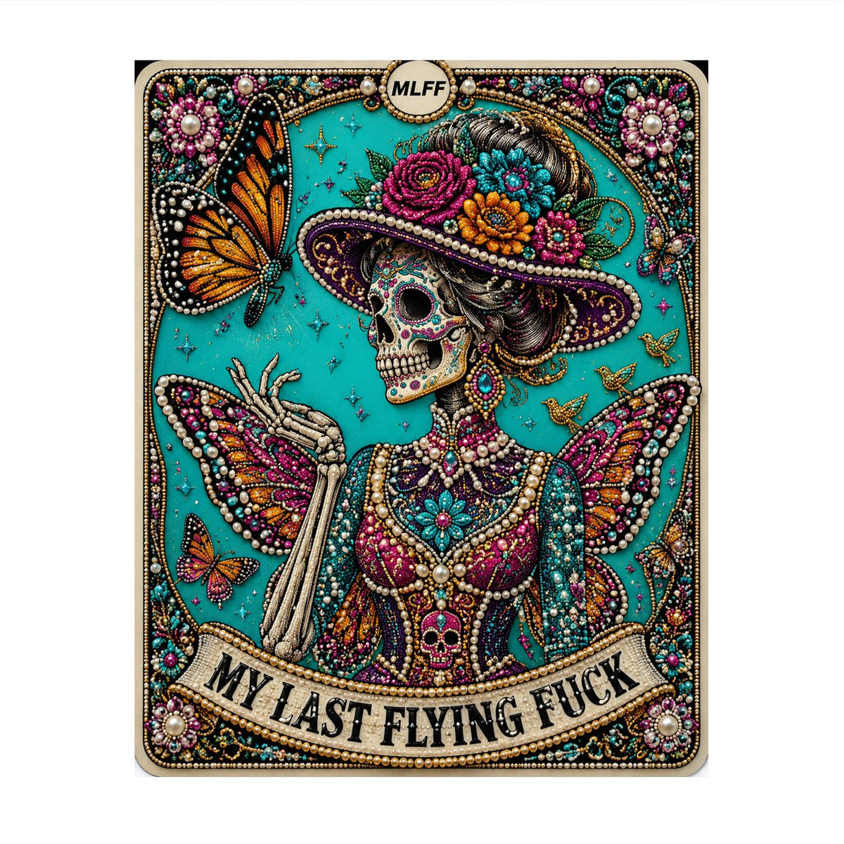 Butterfly-Winged Skeleton Lady pearl painting – image 11