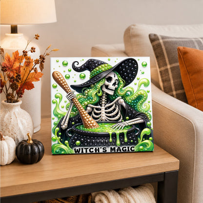 Skeleton Witch at the Cauldron pearl painting – image 4