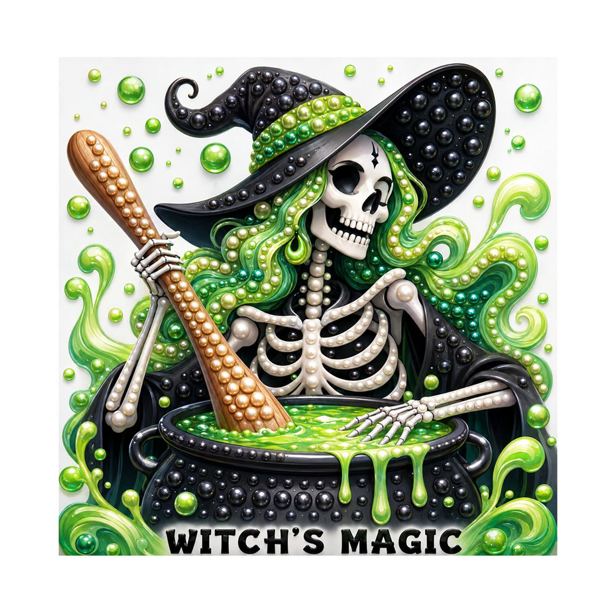 Skeleton Witch at the Cauldron pearl painting – image 11