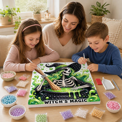 Skeleton Witch at the Cauldron pearl painting – image 15