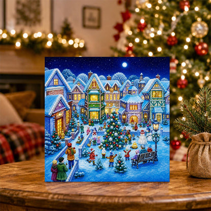 Town Square Christmas Gathering pearl painting – image 5