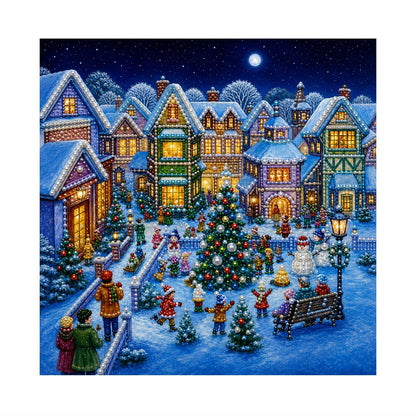 Town Square Christmas Gathering pearl painting – image 11