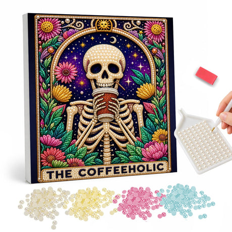 Floral Skeleton pearl painting – image 1