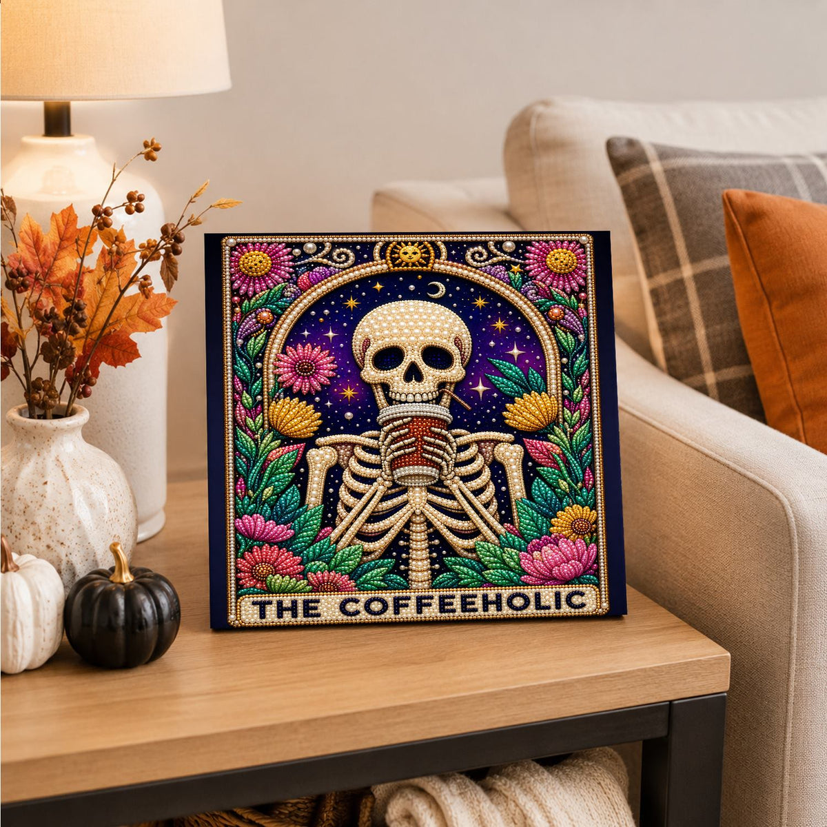 Floral Skeleton pearl painting – image 4