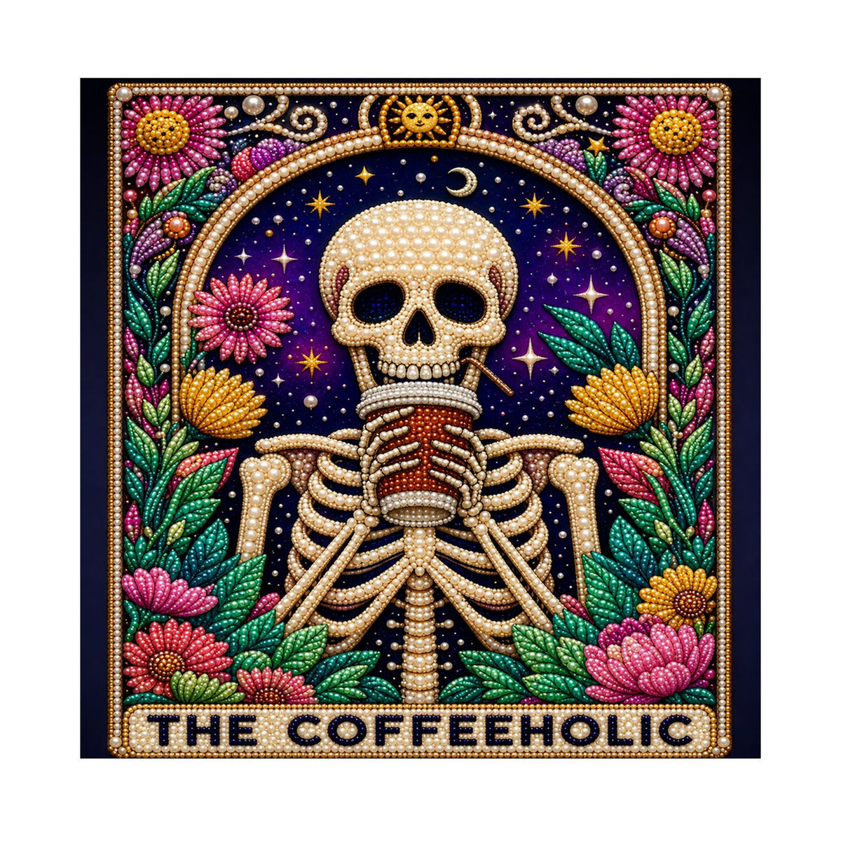 Floral Skeleton pearl painting – image 11
