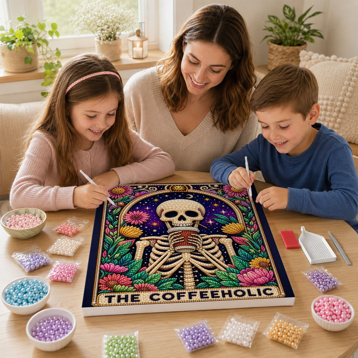 Floral Skeleton pearl painting – image 15