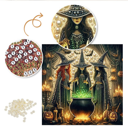 Witch Coven Round the Cauldron pearl painting – image 6