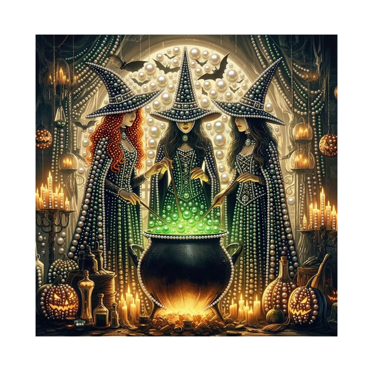 Witch Coven Round the Cauldron pearl painting – image 11