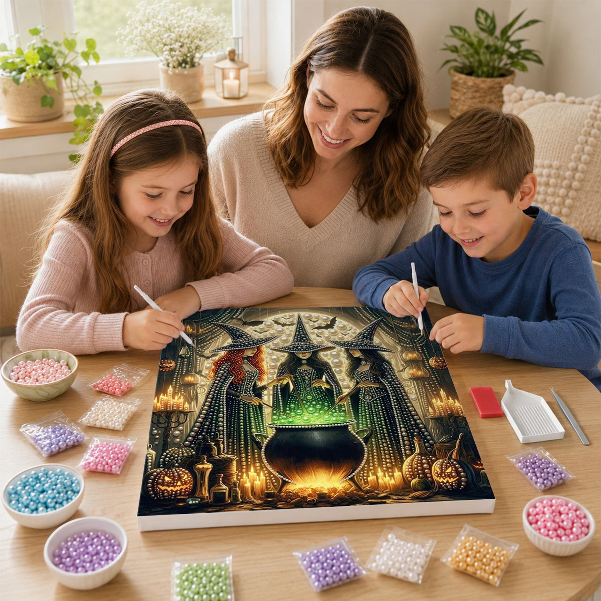 Witch Coven Round the Cauldron pearl painting – image 15