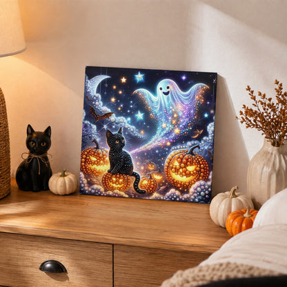 Black Cat and Starry Ghost pearl painting – image 2