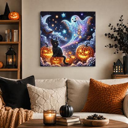 Black Cat and Starry Ghost pearl painting – image 3