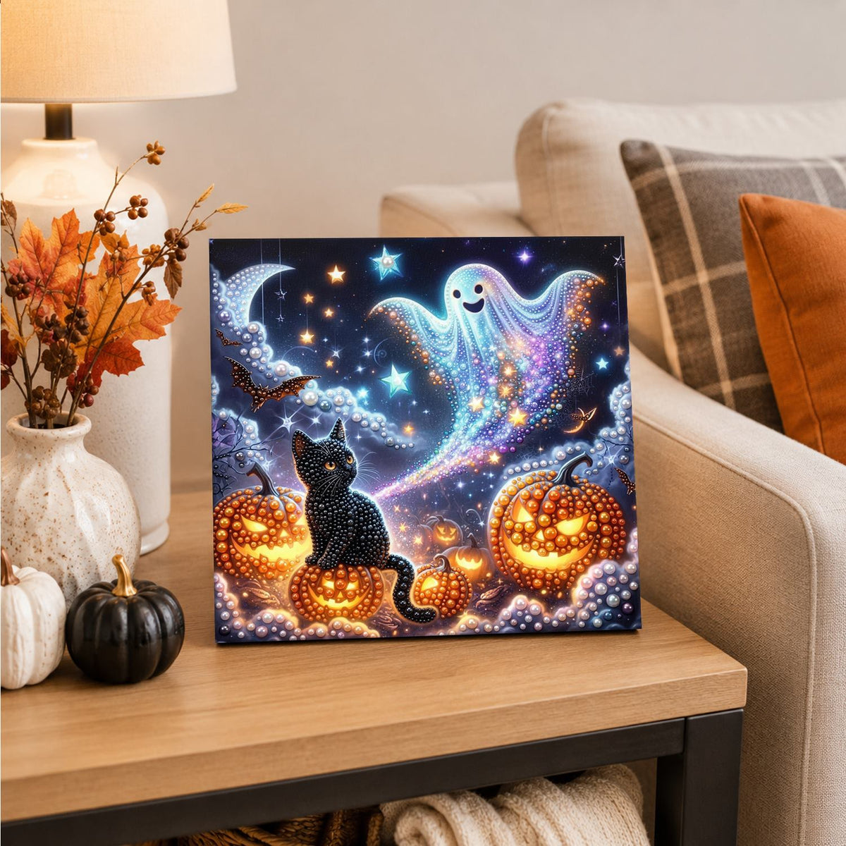 Black Cat and Starry Ghost pearl painting – image 4