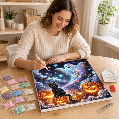 Black Cat and Starry Ghost pearl painting – image 16