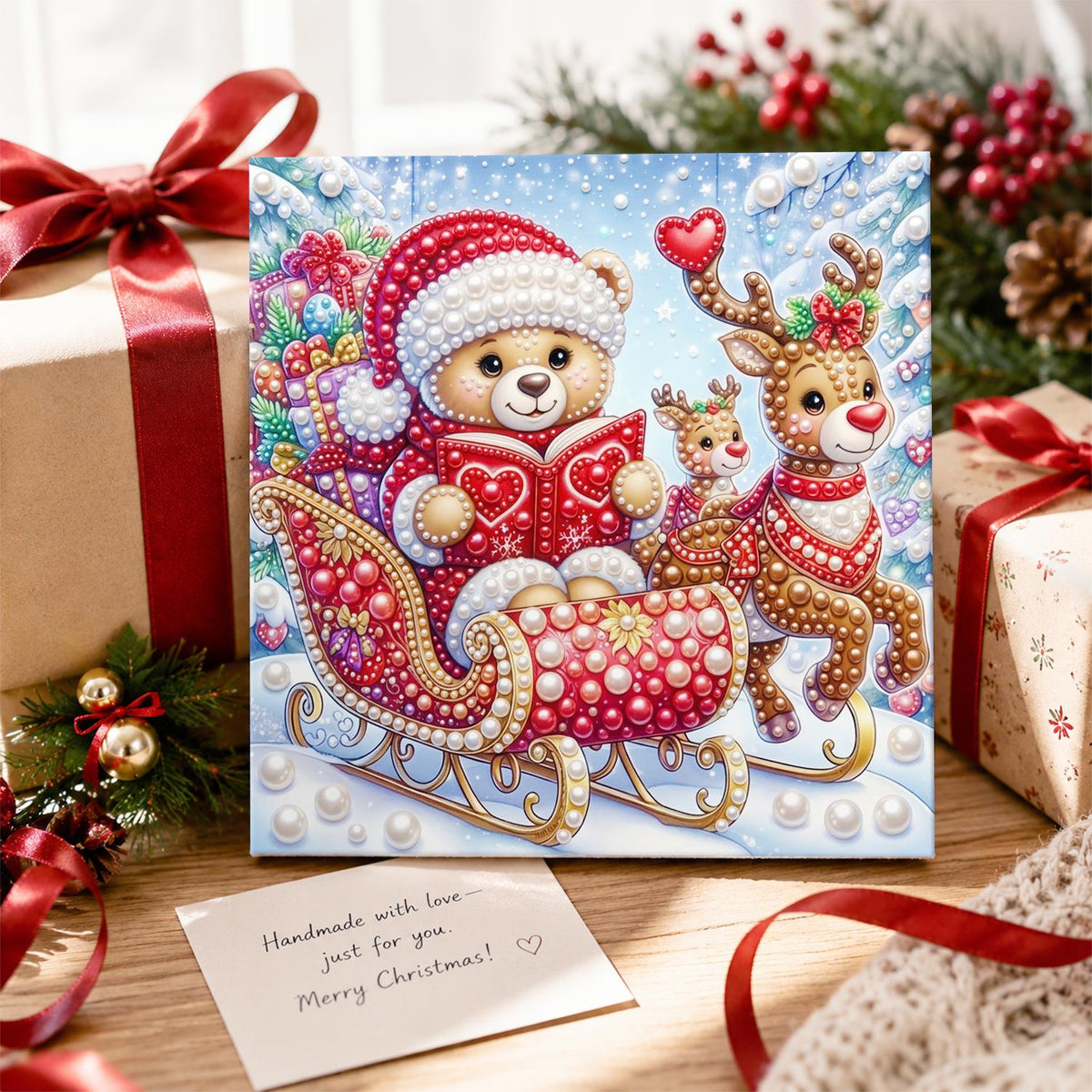 Teddy's Storybook Sleigh Ride pearl painting – image 2