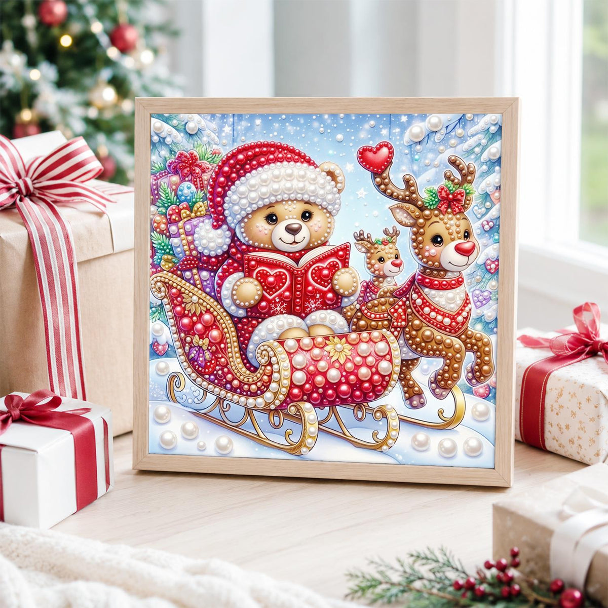 Teddy's Storybook Sleigh Ride pearl painting – image 4