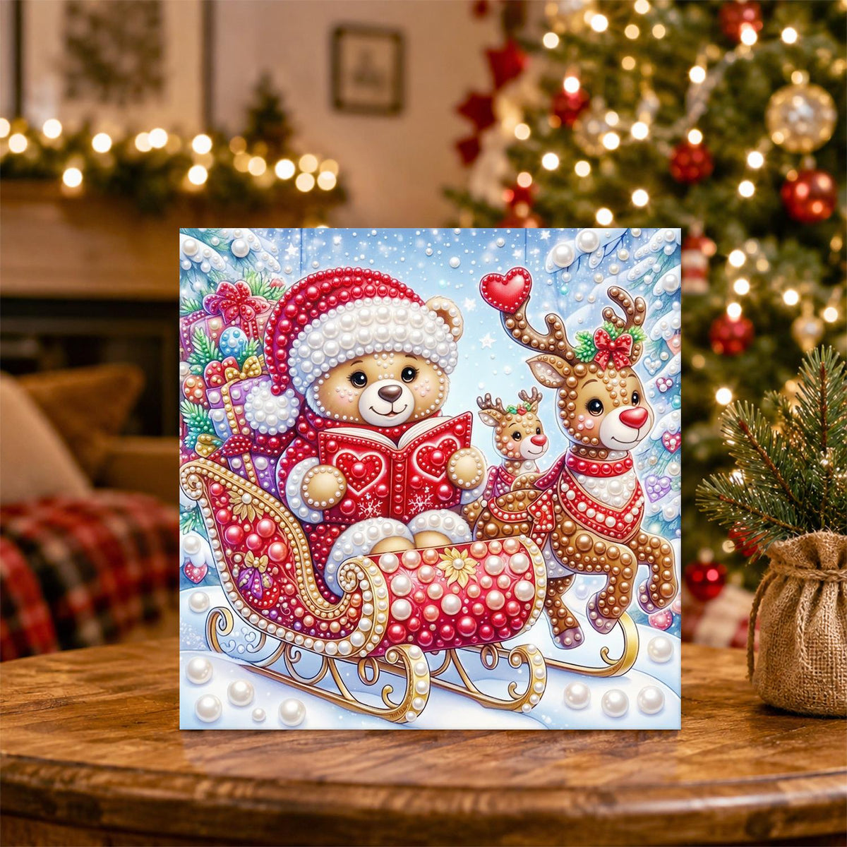 Teddy's Storybook Sleigh Ride pearl painting – image 5