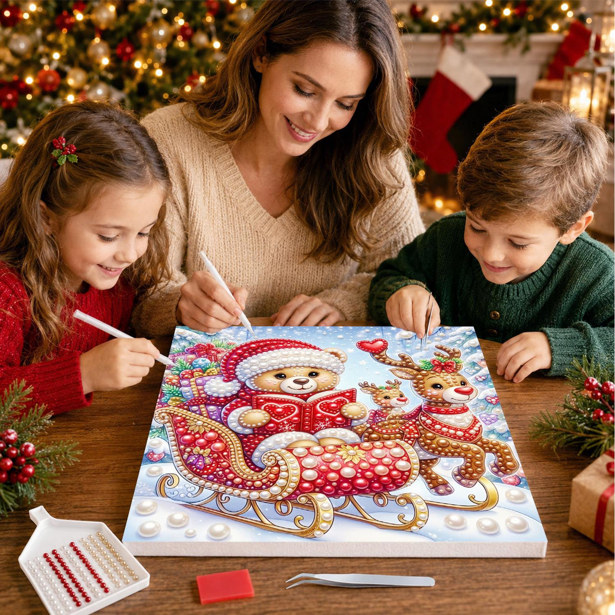 Teddy's Storybook Sleigh Ride pearl painting – image 15