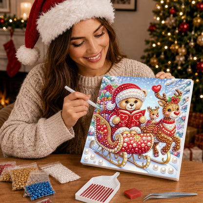 Teddy's Storybook Sleigh Ride pearl painting – image 16