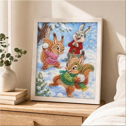 Snowball Fight in Sweaters pearl painting – image 2