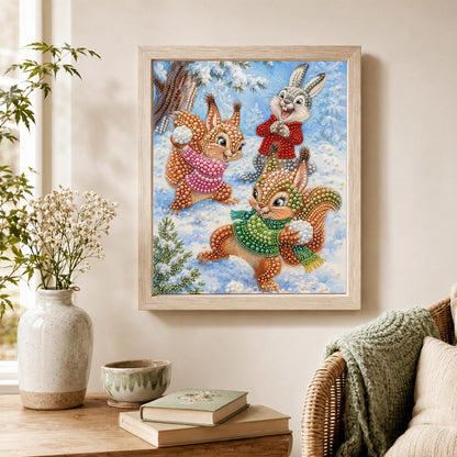 Snowball Fight in Sweaters pearl painting – image 4