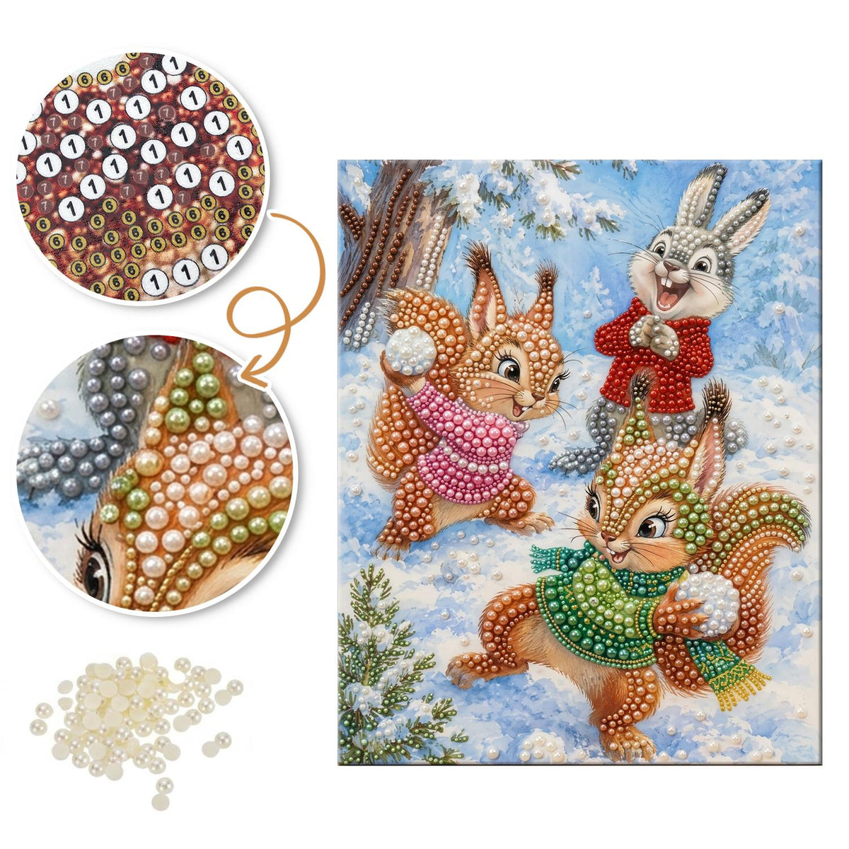 Snowball Fight in Sweaters pearl painting – image 6