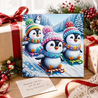 Three Penguins on Sleds pearl painting – image 2