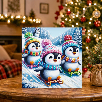 Three Penguins on Sleds pearl painting – image 5