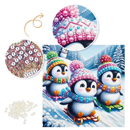 Three Penguins on Sleds pearl painting – image 6